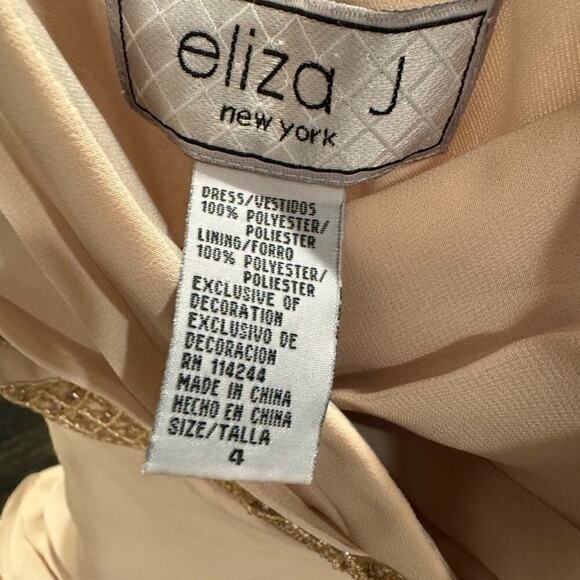 Eliza J Dress Nude Criss Cross Bodice, Womens Size 4 - Picture 5 of 7